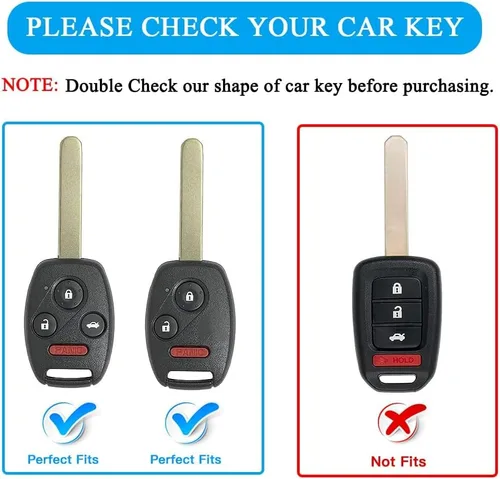 Vista 2 de MILD EAST Funda para llavero Honda con llavero, funda protectora para llave de automóvil para Honda Accord 2003-2012 Civic 2006-2013 Pilot