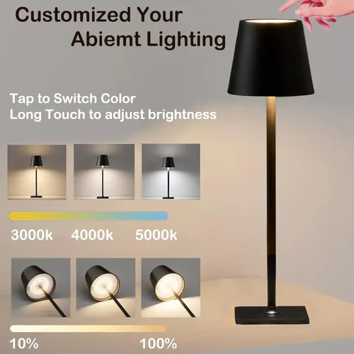 Vista 3 de Paquete de 2 lámparas de mesa inalámbricas - lámpara recargable de 6000mAh, luces de mesa impermeables para exteriores