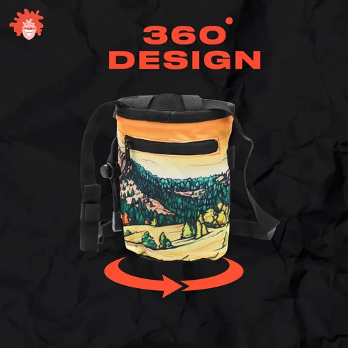 Vista 4 de Bolsa de tiza para escalada en roca, para exteriores, gimnasio y bouldering, cinturón ajustable, cierre de cordón duradero y bolsillo con cremallera