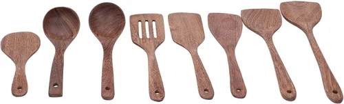 Vista 9 de 8Pcs Wooden Spatula Spoon Stirring Mixing Serving Utensils Wooden Kitchen Utensils Set Cooking Tools for Safe Cooking