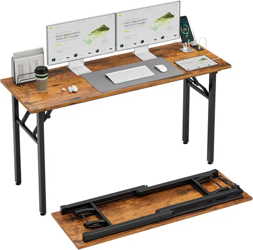 Vista 9 de TEMI Mesa de Computadora Pequeña Mesa Plegable - Escritorio de Oficina Plegable de 35.8", Sin Ensamblaje, Perfecto para Espacios Pequeños