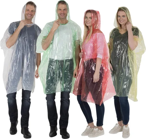 Vista 3 de Wealers Ponchos de lluvia para adultos y adolescentes, paquete desechable a granel, impermeable de emergencia, parques al aire libre, multicolor