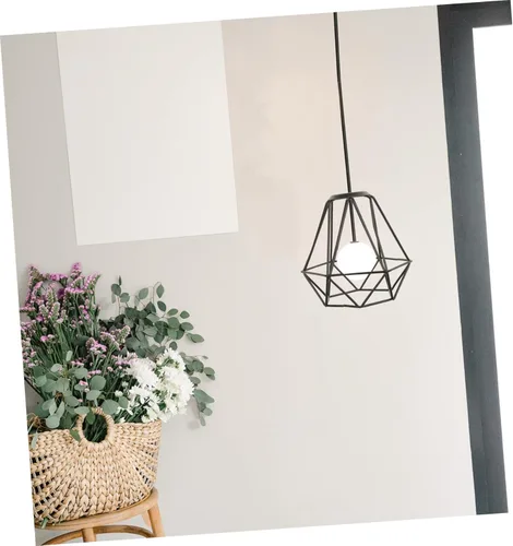 Vista 9 de Uonlytech Pantalla de lámpara de metal, pantalla de lámpara vintage, pantalla negra, lámpara de pared, jaula de luz vintage, cubiertas de luz