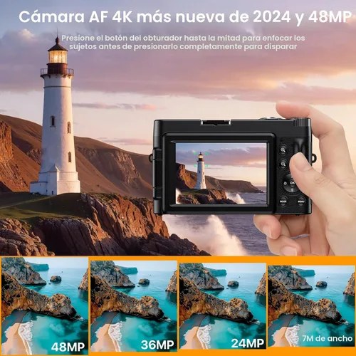 Vista 3 de 4K Digital Camera for Photography Auto-Focus Vlogging Camera for YouTube Video with 3'' 180° Flip Screen 16X Anti-Shake 4K Camera Compact Cameras