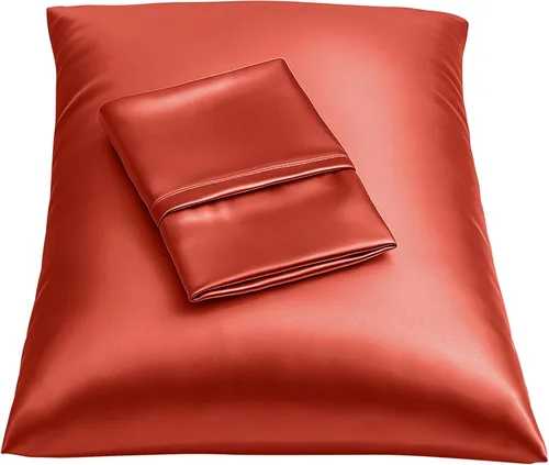 Vista 41 de ShopBedding - Lujosa funda de almohada de satén para el cabello, 2 unidades, satinada, estándar, con cremallera, estampado de cebra marrón, Blissford