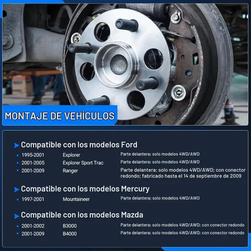 Vista 2 de Autoround 515003 - Conjunto de cubo de rueda delantera 4x4 para Ford