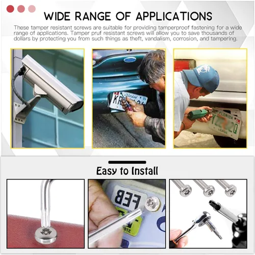 Vista 6 de Hilitchi 90 tornillos de seguridad Torx de cabeza de botón M3 de 6 tamaños, tornillos de seguridad de acero inoxidable a prueba de manipulaciones