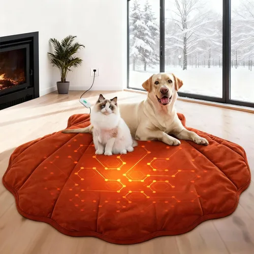 Vista 11 de Almohadilla térmica grande para perros con calefacción impermeable, camas eléctricas calentadas, almohadillas para mascotas