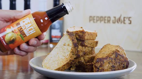 Vista 4 de Pepper Joe's Peach Vidalia Salsa picante de cebolla – Salsa picante gourmet de melocotón Georgia y cebolla Vidalia – Deliciosa salsa de cebolla