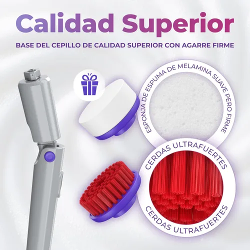 Vista 4 de SYNOSHI PRO Estropajo Eléctrico Giratorio, Cepillo de Limpieza Inalámbrico para Baño. Cepillo de Ducha Impermeable con Ángulos Ajustables, 2