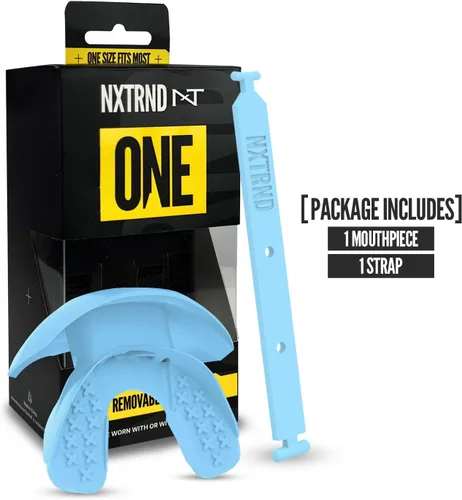 Vista 120 de Nxtrnd One Protector Bucal de Fútbol Americano, Correa Incluida, Se Adapta a Adultos y Jóvenes (Negro)