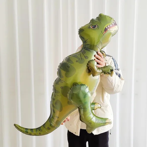 Vista 6 de Globos grandes de dinosaurio autoportantes 3PCS 96,52 cm Tiranosaurio Anquilosaurio Triceratops Globos inflables para kit de decoración de fiesta