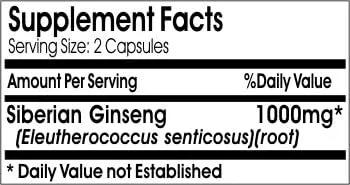 Vista 2 de Ginseng siberiano 1000mg/ 200 Cápsulas/ Puro/ por PureControl Supplements