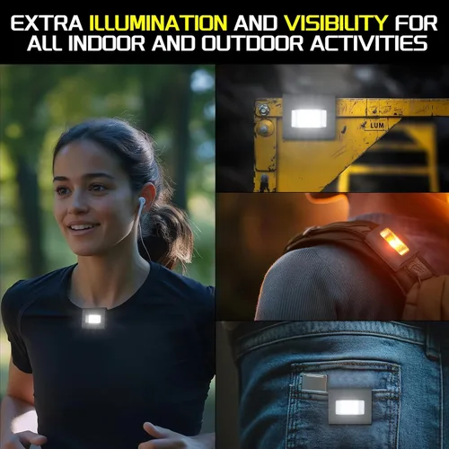 Vista 5 de Molrebe Paquete de 2 luces de correr con clip, luces LED de seguridad magnéticas recargables con luz estroboscópica roja, impermeable, carga USB