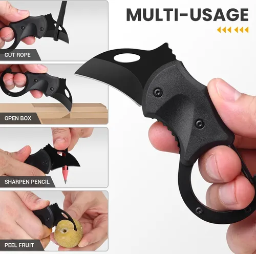 Vista 4 de FUNBRO Cuchillo de bolsillo pequeño, cortador de caja fría con hoja afilada de 1.34 pulgadas 1 paquete ámbar