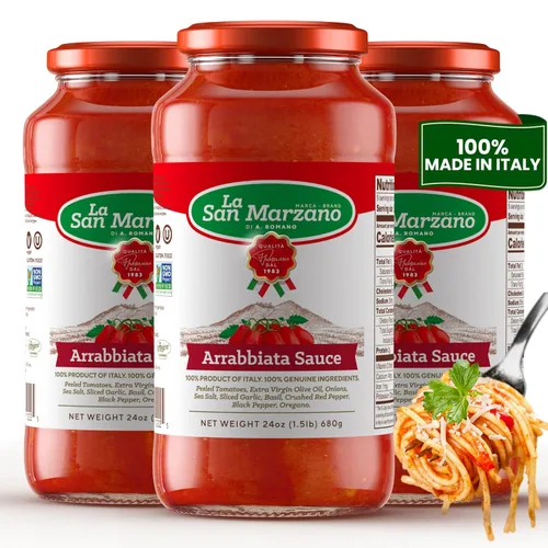 Vista 41 de La San Marzano Salsa Arrabiata, 13 oz, Salsa para Pasta Hecha en Italia, Tomate Multiusos de Primera Calidad, Todo Natural, Dieta Mediterránea, Sin