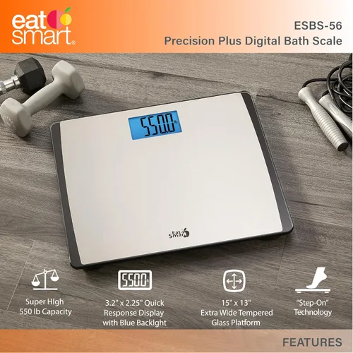 Vista 3 de EatSmart Products: báscula digital amplia para el baño con capacidad para 550 lbs.