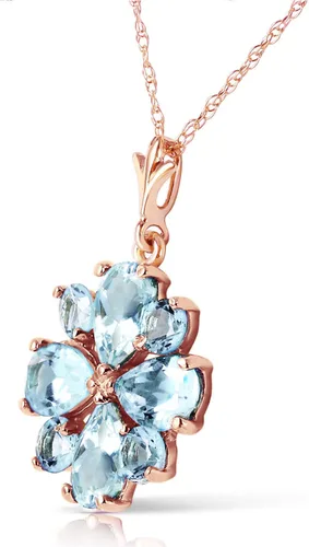 Vista 3 de Galaxy Gold GG Collar de oro rosa macizo de 2.43 quilates de 14 quilates con colgante de aguamarina natural