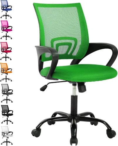 MKDLUFEI Silla de Oficina, Silla de Escritorio Ergonómica Económica con Soporte Lumbar, Ajustable con Respaldo Medio, Giratoria, para Oficina en