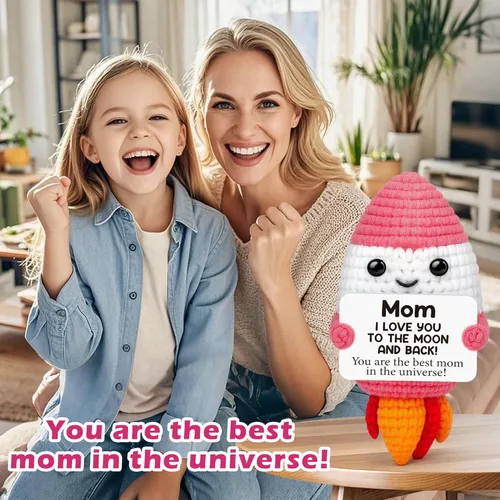 Vista 7 de Divertidos regalos de cohete de ganchillo para mamá, Navidad, cumpleaños, la mejor mamá de parte de hija e hijo, rellenos únicos de calcetines