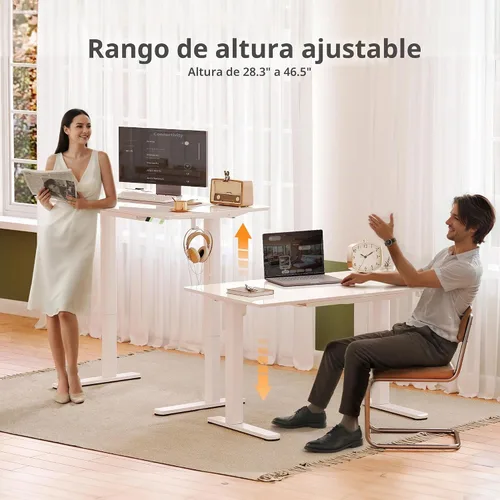 Vista 6 de INNOVAR Escritorio de pie de cristal con cajones, escritorio de pie ajustable de 32 x 19 pulgadas, escritorio de computadora de oficina en casa