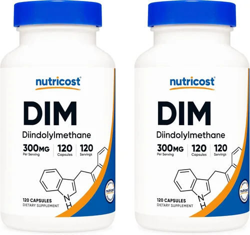 Vista 7 de Suplemento Nutricost Dim (diindolylmethane) 0.10 onzas, 120 cápsulas con Bioperine, 1 botella, 1