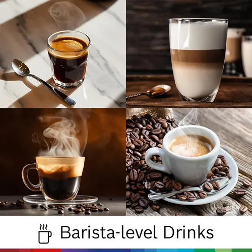 Vista 4 de Bosch Máquina de café y café expreso totalmente automática, bebidas de un solo toque, estilo barista, súper cafetera de doble taza, gran capacidad