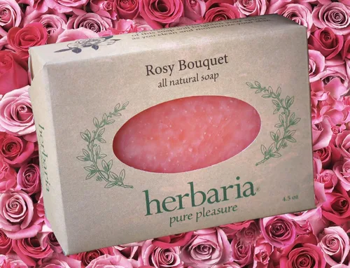 Vista 3 de Herbaria Rosy Bouquet Handcrafted All-Natural Soap with Essential Oils. 4.5 oz Bar.