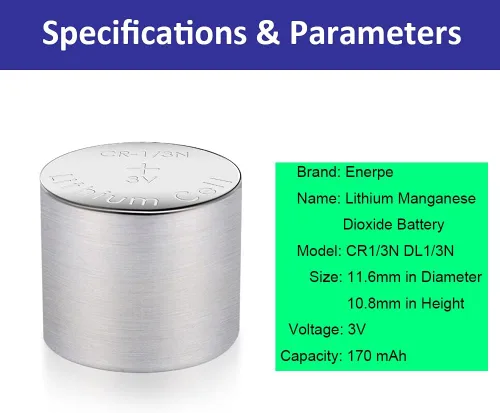 Vista 3 de Batería de litio 1/3N CR1/3N DL1/3N 3V de alta capacidad para miras láser, collares electrónicos para mascotas, paquete de 8