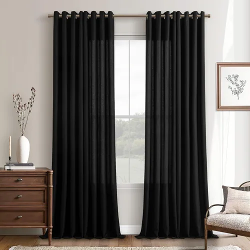 Vista 59 de Cortinas de avena con ojales DUKIYO de 96 pulgadas de largo para sala de estar, comedor, juego de 2 paneles, cortinas de arena y beige