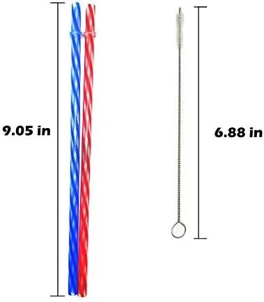 Vista 2 de 25 popotes de plástico reutilizables. Sin BPA, pajitas transparentes de 9 pulgadas de largo para tarros de masón, vaso Yeti, cepillo de limpieza