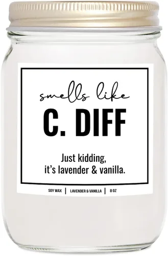Vista 10 de You Nique Designs, Smell Like C. Diff - Vela de enfermera registrada, 4 onzas, divertidos regalos de enfermera para mujeres, vela Rn