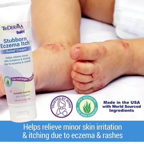 Vista 3 de TriDerma Crema para aliviar la picazón del eccema obstinado que calma para la piel sensible 4 onzas