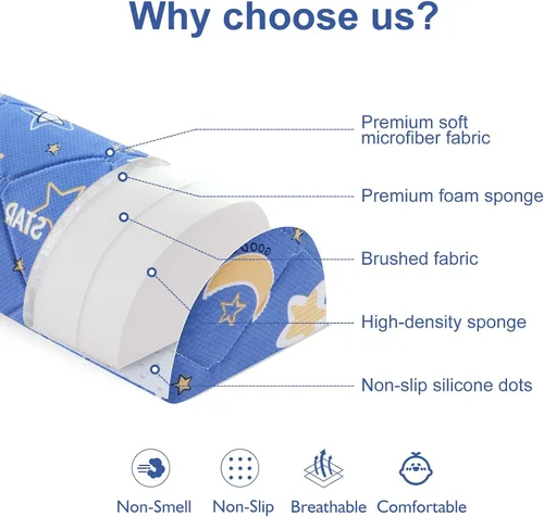 Vista 3 de Ceekliybear Paquete de 1 protector de cama de espuma de alta calidad para niños pequeños, rieles de cama antideslizantes para camas individuales