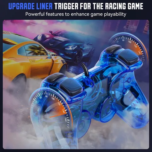 Vista 6 de Doueuain Wired Controller for PS2, 2 Pack Gamepad Remote Double Shock Compatible with Play station 2, with 1.8M CableClear Red and Clear Blue