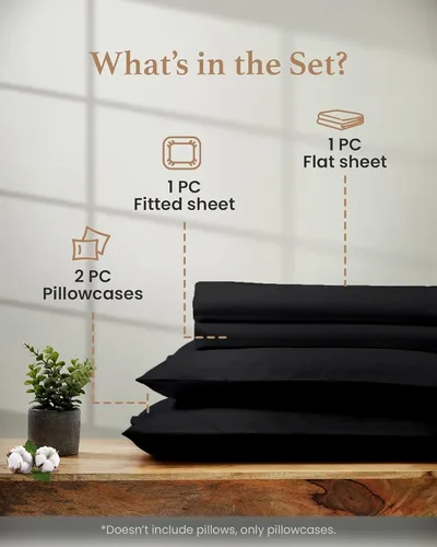 Vista 2 de Good Sleep Bedding Sábanas Individuales - Juego de Sábanas Individuales de 100% Algodón Egipcio, 3 Piezas, 1000 TC, Tejido Satén, Sábanas de Calidad
