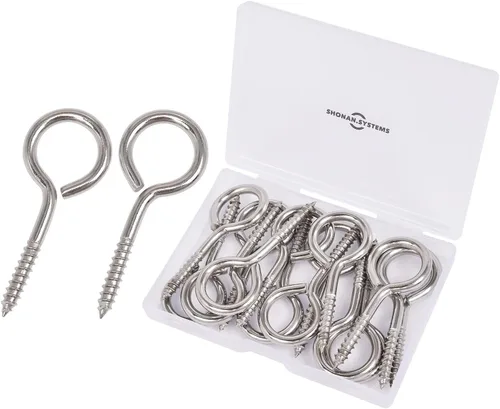 Vista 8 de SHONAN - Tornillos de ojo de acero inoxidable de 1.57 pulgadas para madera, 30 ganchos de tornillo, uso en interiores y exteriores, capacidad de 17