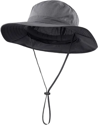 Vista 2 de Home Prefer Sombrero de malla para exteriores UPF50+ Sombrero de pesca de ala ancha con solapa para el cuello