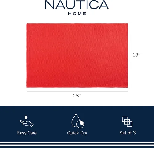 Vista 3 de Nautica Toallas de cocina 100% algodón, paños de limpieza reutilizables superabsorbentes, paños de cocina, toallas de mano para secar platos, juego