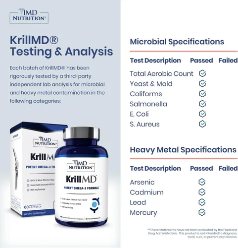 Vista 2 de 1MD Nutrition KrillMD - Suplemento omega 3 de aceite de krill antártico con astaxantina, EPA, DHA 2 veces más eficaz que el aceite de pescado 60