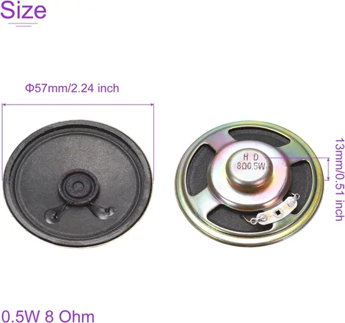 Vista 3 de DMiotech Paquete de 4 altavoces magnéticos de 0.5 W, 8 ohmios y 2.244 in de diámetro, tipo redondo, altavoz de repuesto interno para altavoz