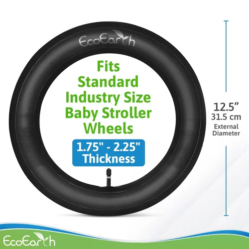 Vista 2 de EcoEarth Reemplazo de neumáticos de tubo interior (paquete de 2, 12.5 pulgadas x 1.75/2.25) para bicicleta y cochecito de correr, compatible