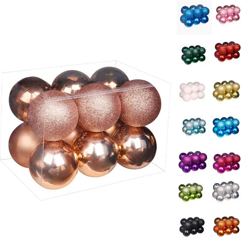 Vista 21 de Emopeak 24 bolas decorativas para árbol de Navidad, 4 estilos inastillables, decoración de árbol de Navidad, esferas colgantes para decoración