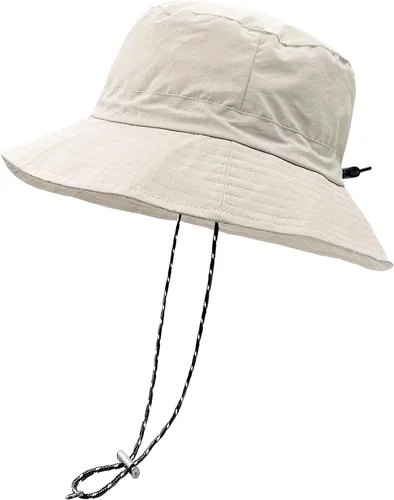 Vista 17 de woogwin Sombrero de lluvia impermeable con correa para la barbilla de secado rápido plegable Boonie sombrero de sol sombrero safari sombrero