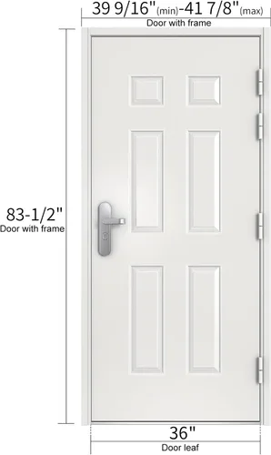 Vista 3 de VIZ-PRO Puerta de Seguridad de Montaje Rápido de Acero con Marco y Herrajes, 6 Paneles Blancos con Bisagras Laterales Derechas hacia el Exterior