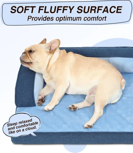 Vista 6 de KSIIA Cama lavable para perros mayores de tamaño mediano, sofá ortopédico cálido y suave para mascotas, sofá impermeable para mascotas con lados