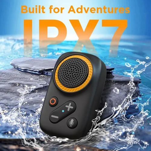 Vista 6 de Altavoz Bluetooth portátil con micrófonos integrados para llamadas manos libres/asistente de voz con clip en altavoces inalámbricos pequeños