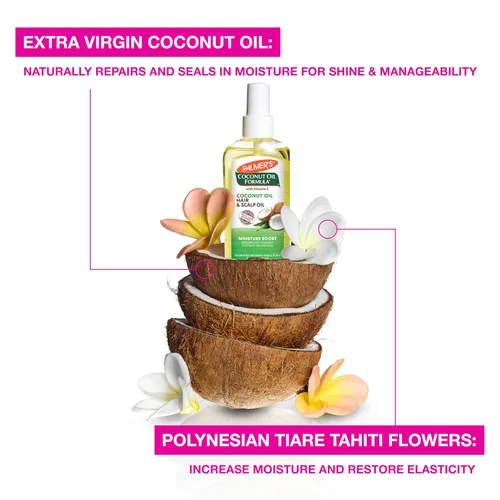 Vista 13 de Palmer's Aceite de coco para aumentar la humedad, aceite restaurador para el cabello y el cuero cabelludo, hidratación duradera y brillo