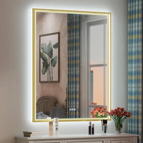 Vista 13 de Espejo LED negro de 20 x 28 pulgadas para baño con luces delanteras y traseras, ajustable de 3000 K/4500 K/6000 K, espejo de tocador de baño