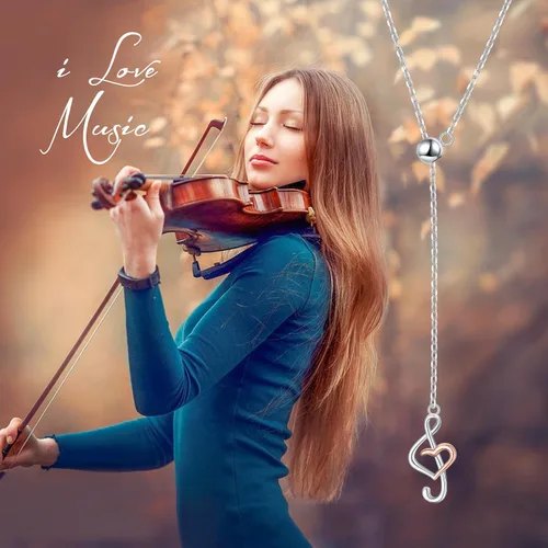 Vista 8 de (Dije para collar de nota musical) De plata de ley 925 para mujeres y niñas, 18.0 in